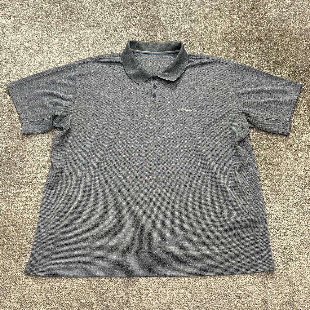 Columbia Utilizer Polo Shirt Mens XXL Blue Short Sleeve Outdoor Fishing Casual
